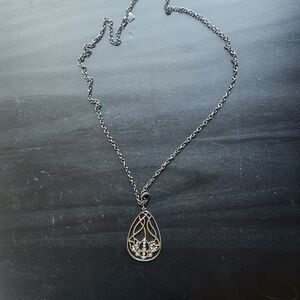 Black and Silver Teardrop Necklace